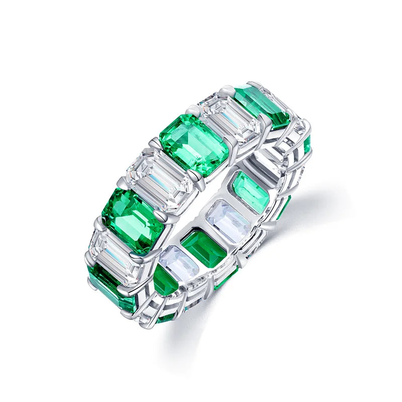 Gemfiori Anster 5*4.5mm 3.67ct Lab Emerald Ring Option 925 Sterling Silver 9K 14K 18K Gold Material Free Size for Gift Party Anniversary