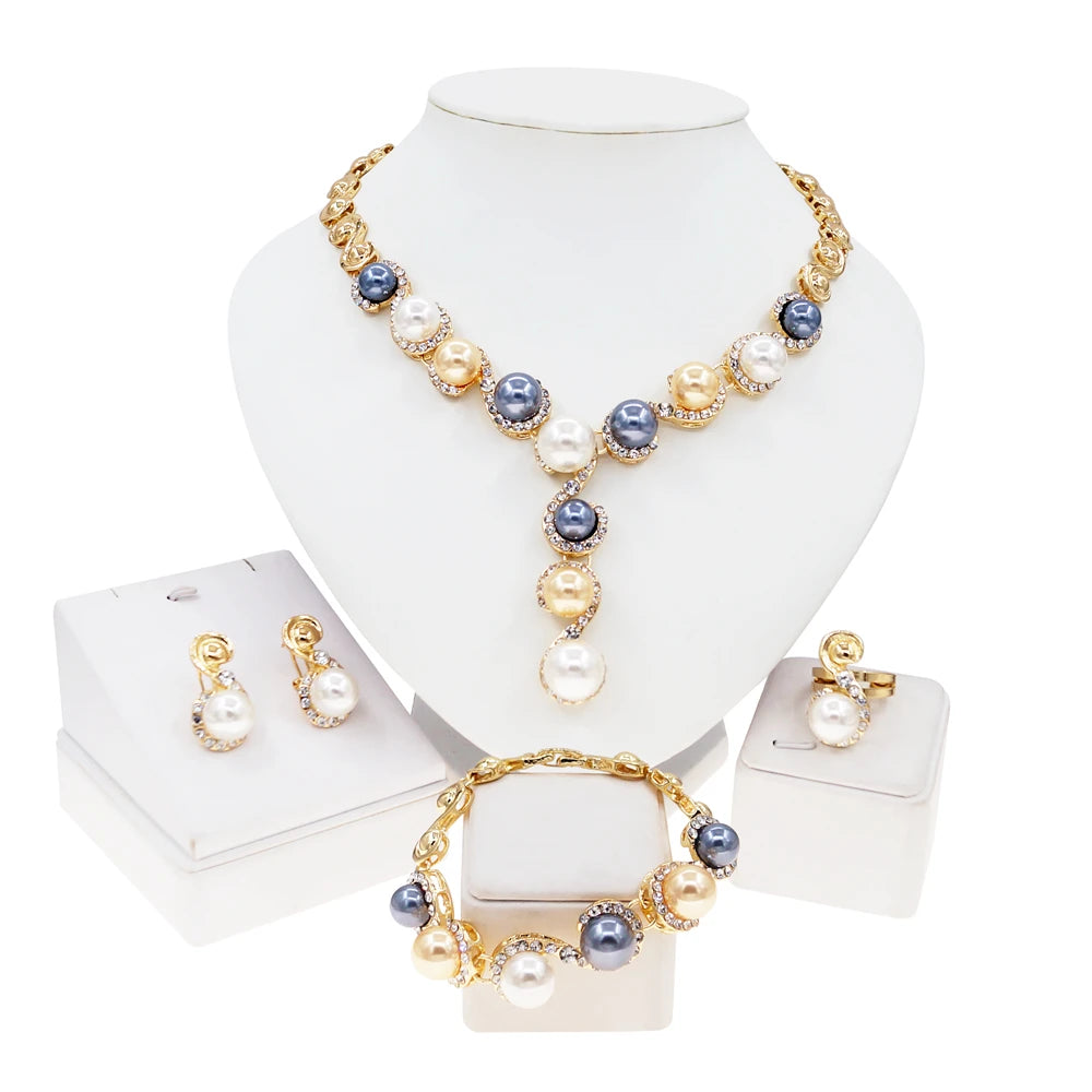 Zhuerrui Italian Gold Plated Jewelry Set 18k Round Earring Sets Luxury Gold Plated Fine Jewelry Set HA10002
