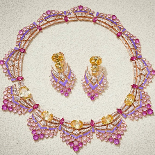 2025 Trendy Luxury Firework Design Bridal Jewelry Sets Elegant Chocker Necklace Earring Sets for Women