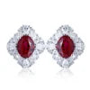 Gemfiori Anster High Quality S925 Lab Grown Ruby Earring Stud Dainty Gemstone Stud Earrings for Women Daily Wear Gift