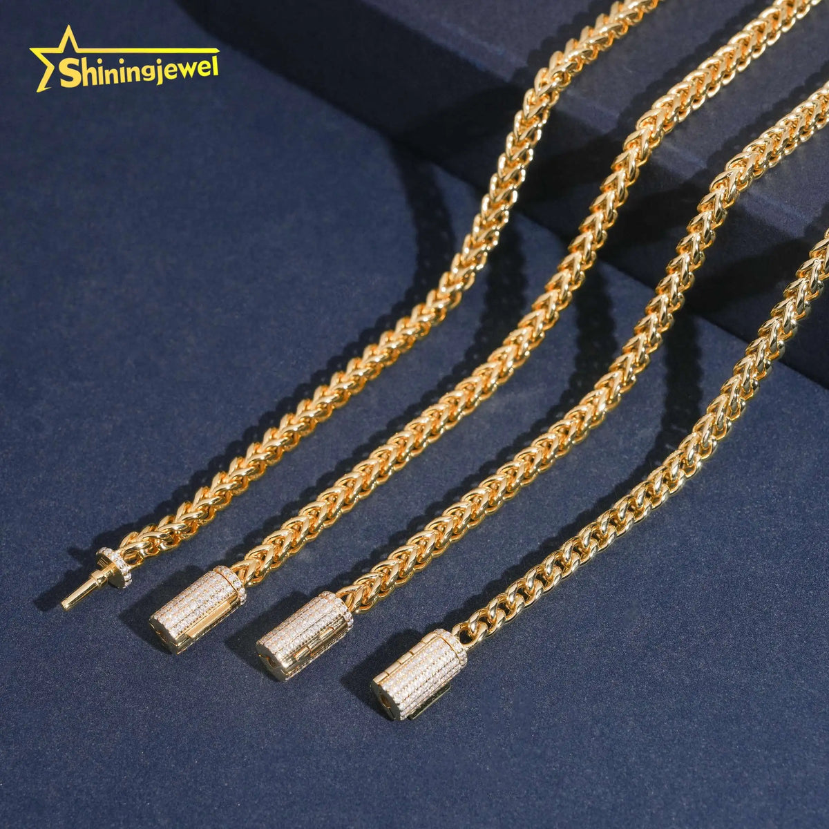 BiG-BOSS Franco Chain 316L Stainless Steel with Moissanite Clasp Gold Plated 4mm Chain Men Hip Hop Necklace Fashion Jewelry