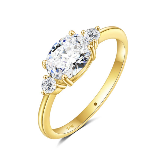 Gioiellieri - New Design 3 Stone Design Fine Jewelry 1.5 Carat Moissanite 14K Gold Ring for Women Wedding Engagement Rings