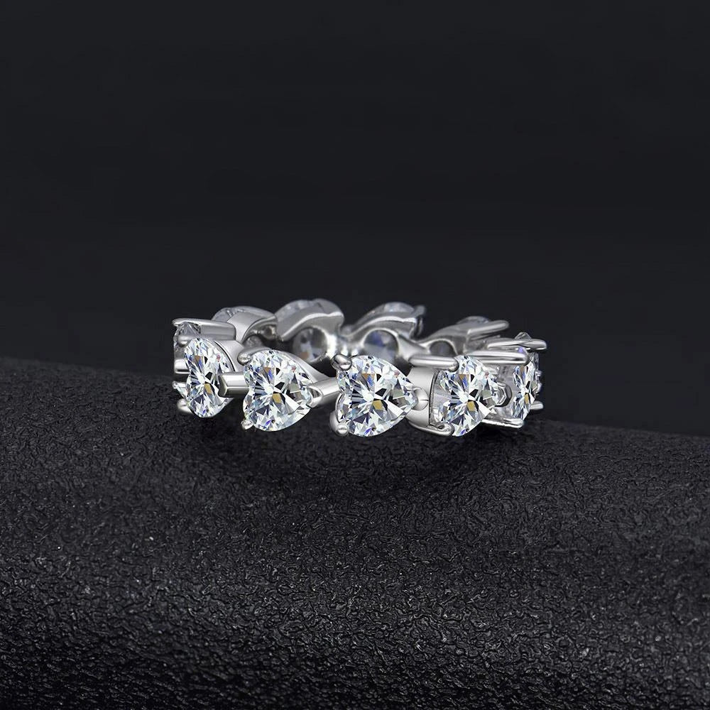 MuShan Jewelry Factory Popular 0.5 Carat Heart Shaped 5*5 Silver Ring Cross Border Retro Accessory From Europe and America