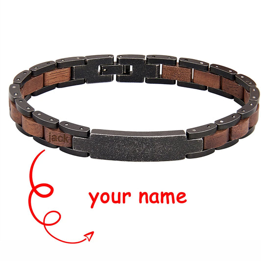 REBEL Vintage Luxury Wooden Bead Stainless Steel Chain & Link Bracelet Gift Custom Jewelry Manufacturer