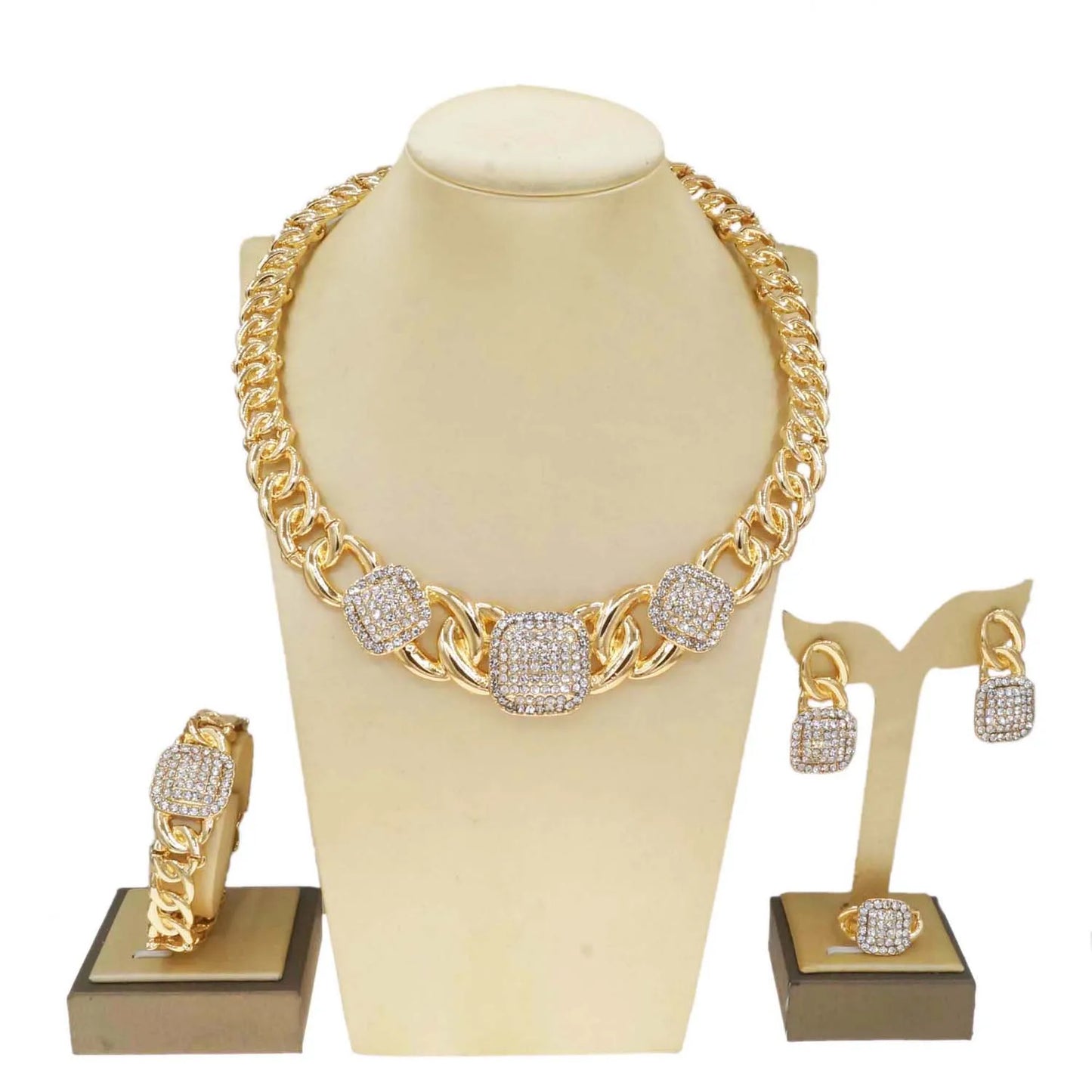 Zhuerrui High Quality Women's Jewelry Set Latest Bead Square Necklace Bracelet Jewelry Sets Favors Party Festival Gift HA20055