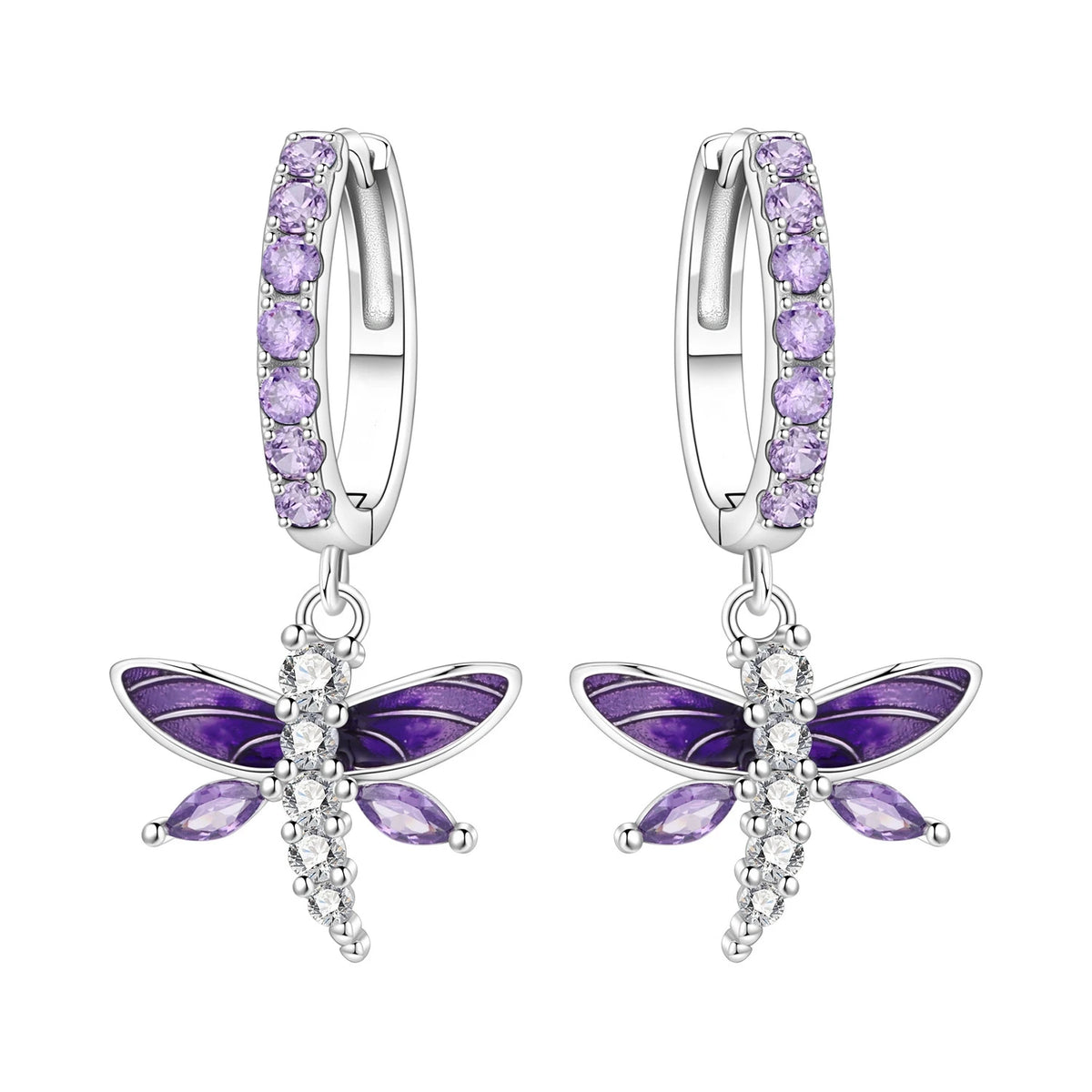 S&S Butterfly Zircon Drop & Stud Earrings | Silver Plated | S&S