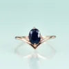 Gemfiori Price 925 Sterling Silver Gold Plated Colorful Gemstone Oval Cut 6x8mm Drop-Shaped Dainty Gemstone Tear Drop Ring