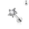 ASTM F136 Titanium 16G Internal Thread Zircon Inlay Labret Flat Back Lobe Helix Tragus Moon Cross Earrings Piercing Jewelry