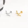 S&S ASTM F136 Titanium Labret Stud | Zircon | 83 Designs | Titanium & Gold