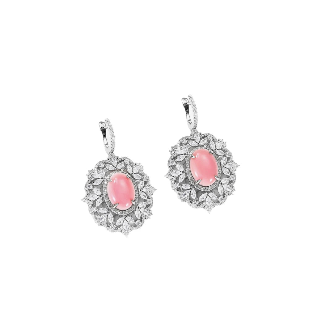 MUSHAN Jewelry Factory S925 Sterling Silver Earrings High End Electroplated Gold High Carbon Diamond Queen Shell Earrings