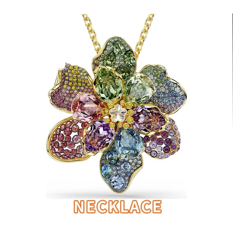 XOTICA Austria Multicolored Series High-Quality Flower-Shaped Crystal Jewelry Set, Jewelry