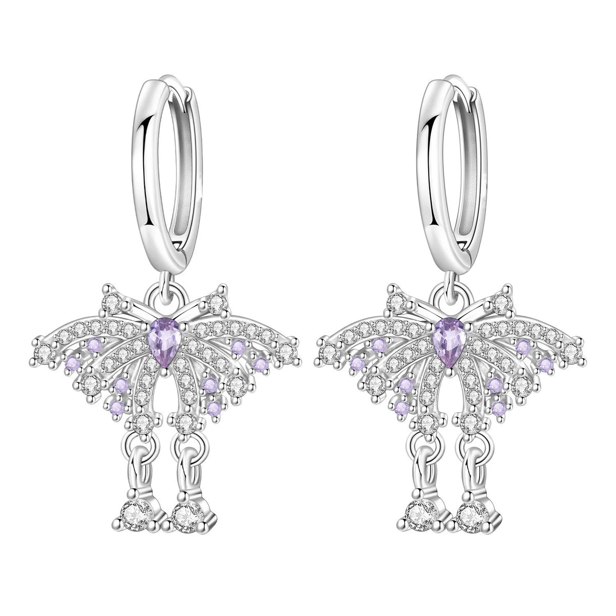 S&S Butterfly Zircon Drop & Stud Earrings | Silver Plated | S&S