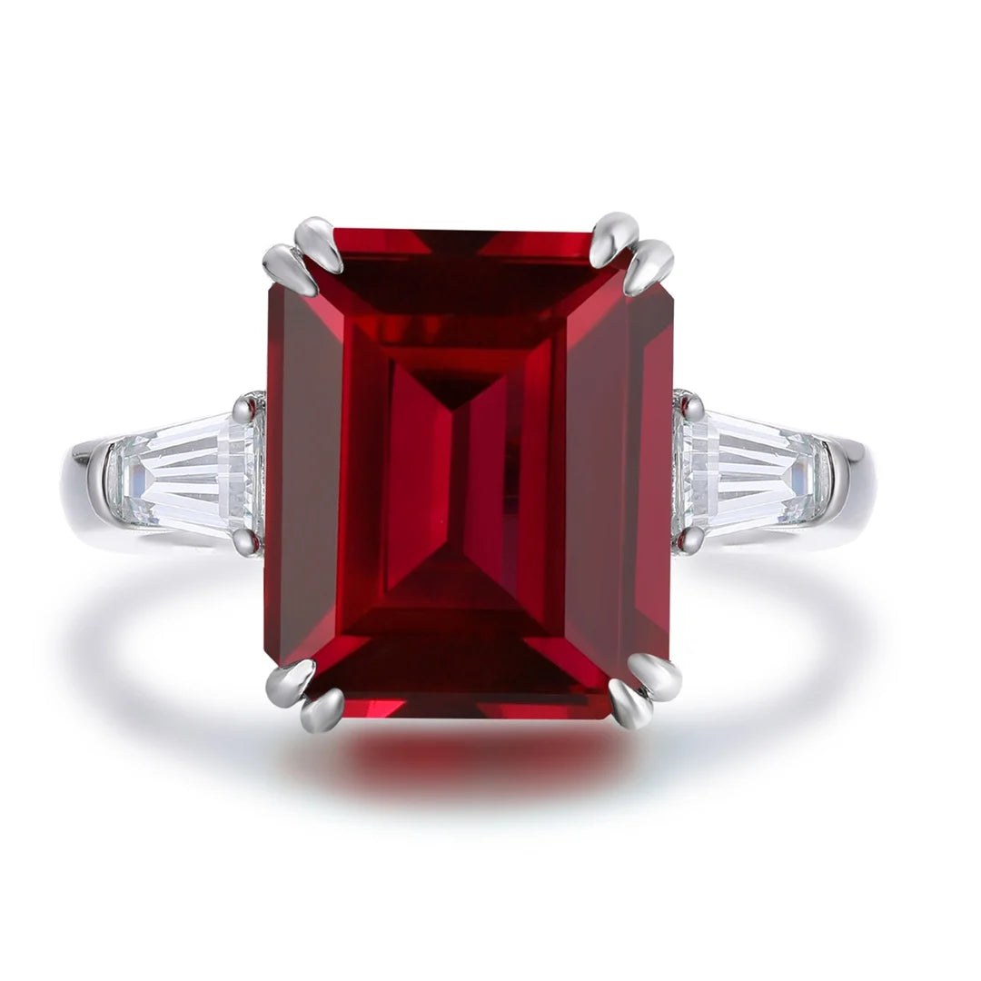 Gemfiori New Arrivals: Red Silver-plated Style. Women's Ring. Promise Anniversary Jewelry Gift Casual Jewelry. Customizable in Material