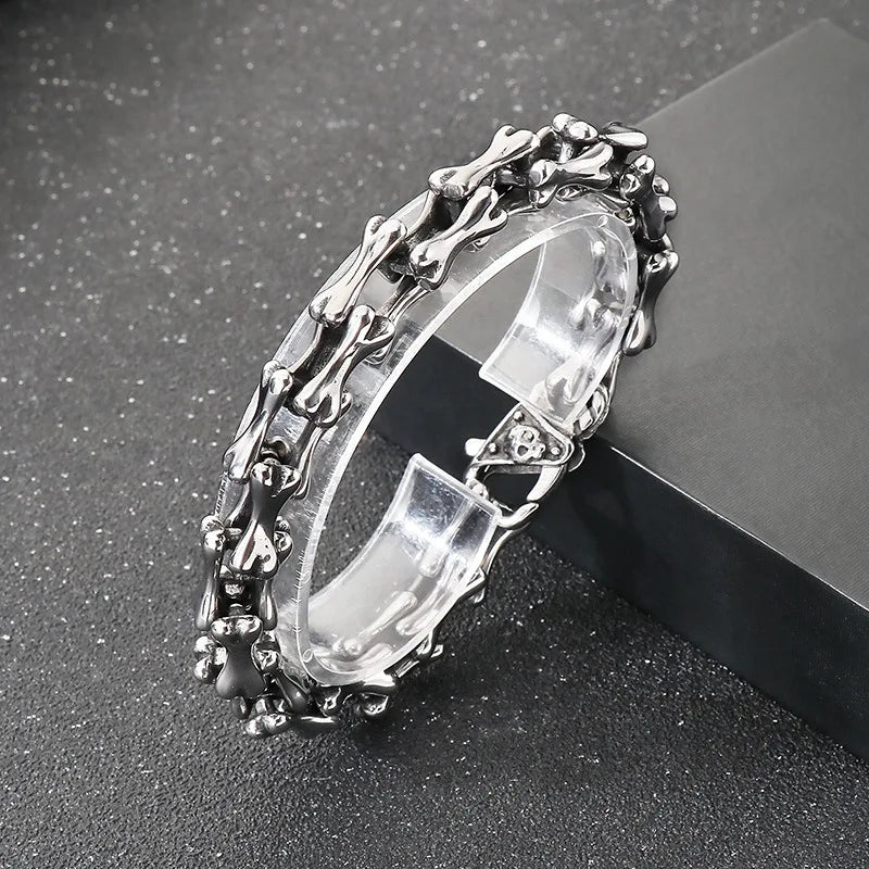 REBEL Gothic Skull & Bone Stainless Steel Bracelet