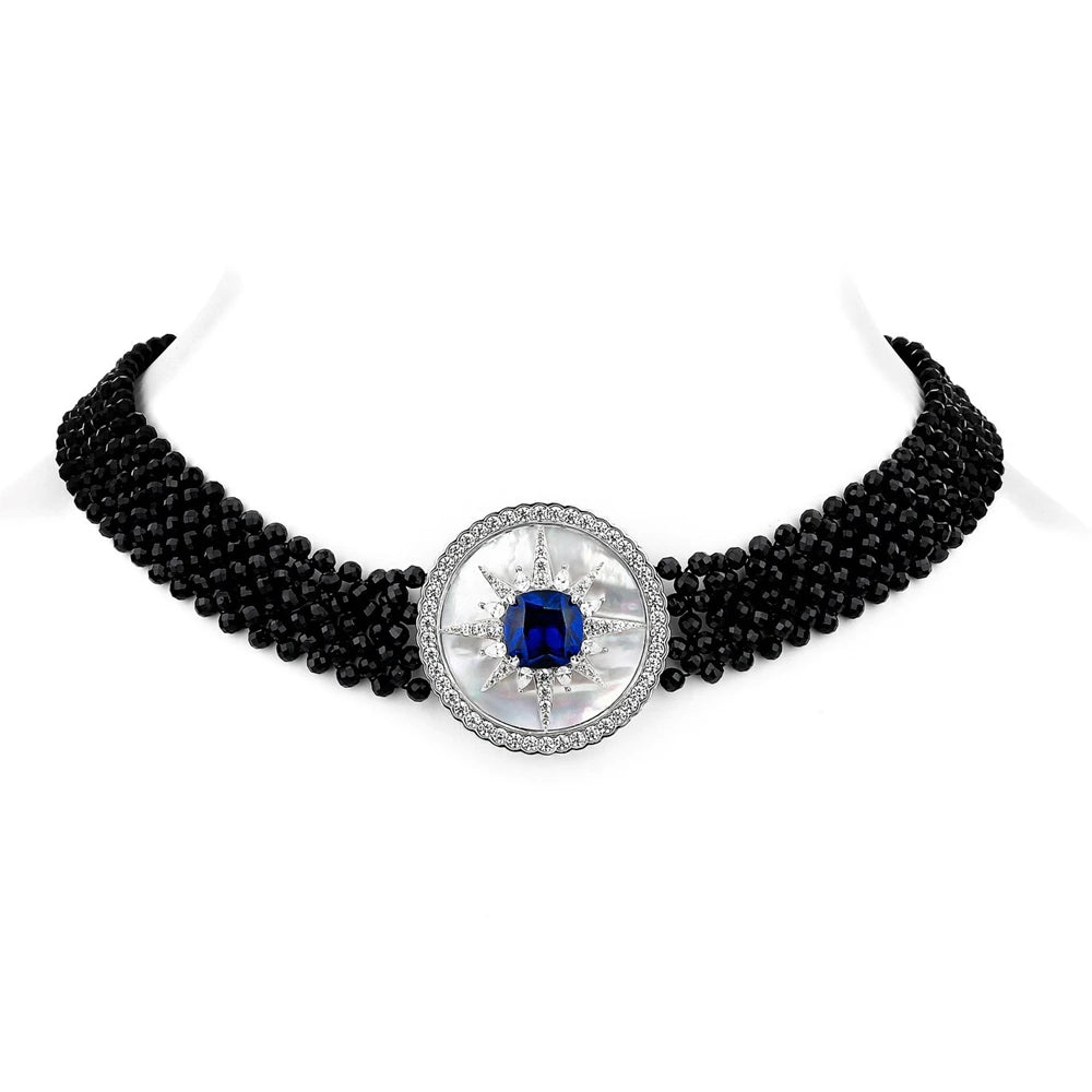 MUSHAN Jewelry Factory Black Spinel Mother of Pearl Woven S925 Sterling Silver Necklace Accessory High End Silver Jewelry