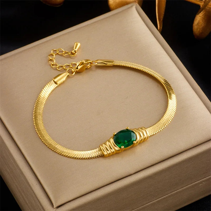 Gold Crystal Disc Chain Necklace & Bracelet Jewellery Set | Sleek Luxury Fashion Set