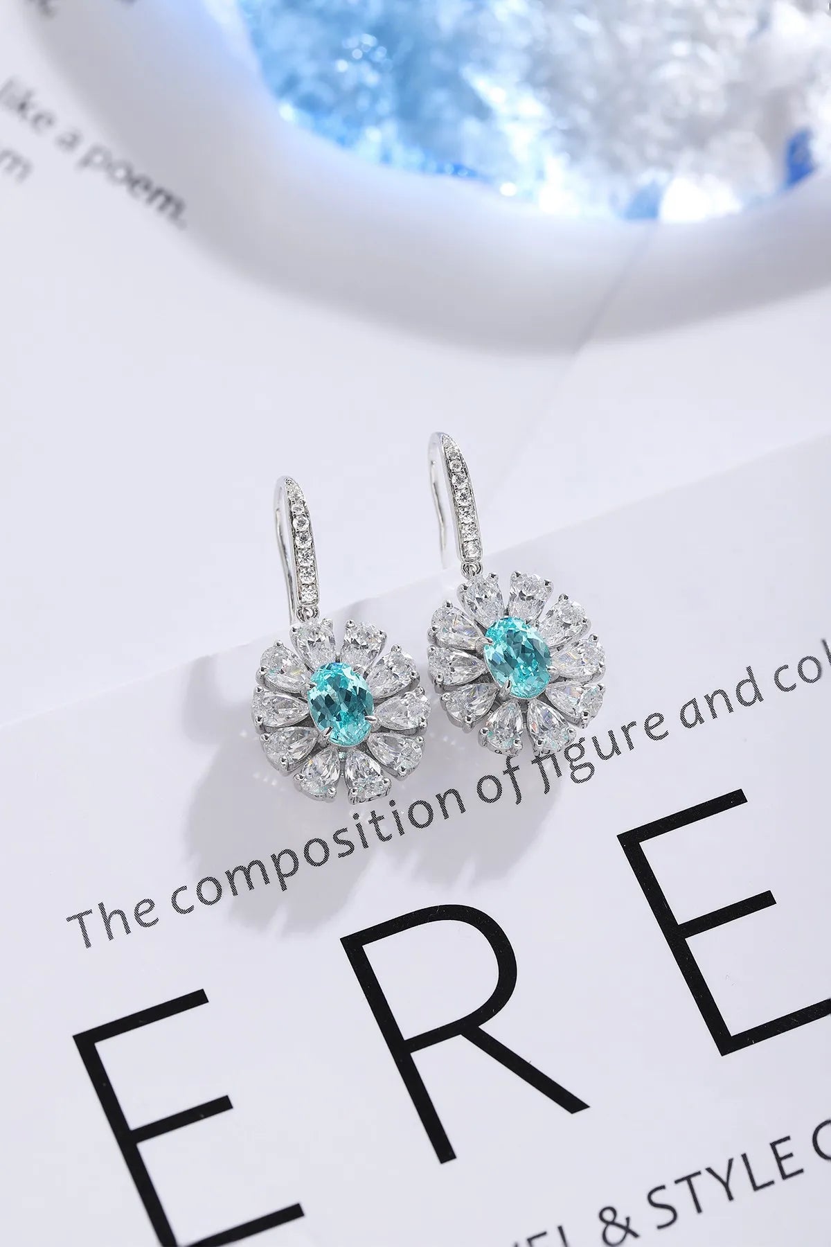 Gemfiori Anster High Quality S925 Lab Grown Paraiba Earring Stud Dainty Gemstone Stud Earrings for Women Daily Wear Gift