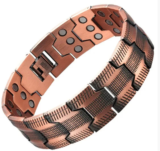 BioMagnetic Jewelry Classic Geometric Anniversary Vintage Solid Copper Magnetic Bio Bracelet Wristband for Unisex