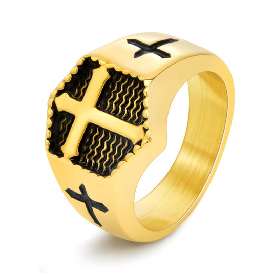 NEWLiFE REBEL Quayside Vista Cross Ring in Stainless Steel