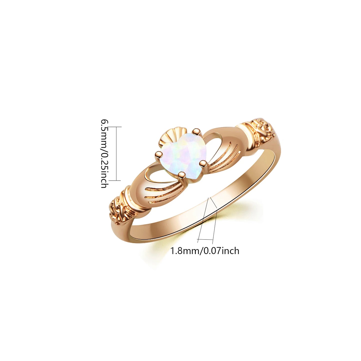 Celtic Claddagh Opal Ring - Heart Opal & Rose-Gold Hand Design | Symbolic Promise Jewelry Bulk Gifts