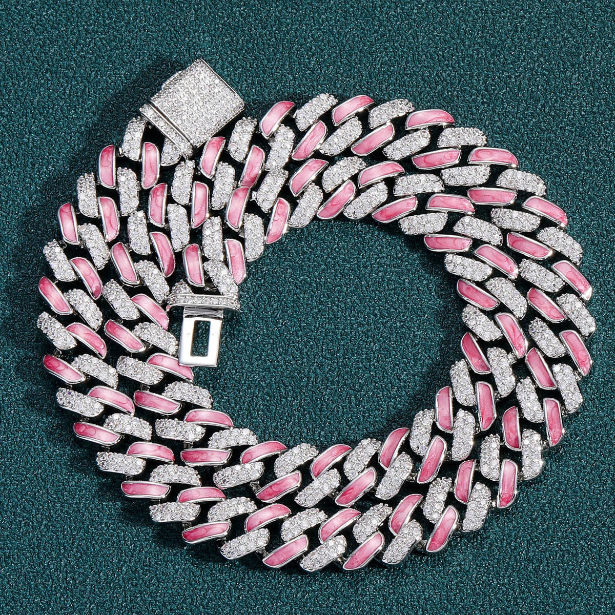 New Bracelets Colorful Rainbow Jewelry Stacked 12mm 5a Cubic Zirconia Cuban Link Chain Cz 5mm 20 Inch Necklace with Zircon