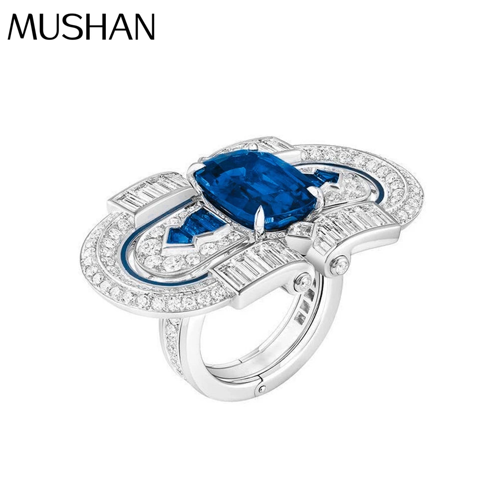 MuShan Jewelry Factory S925 Sterling Silver Ring Light Luxury and High End Silver Plated High Carbon Diamond Jewelry