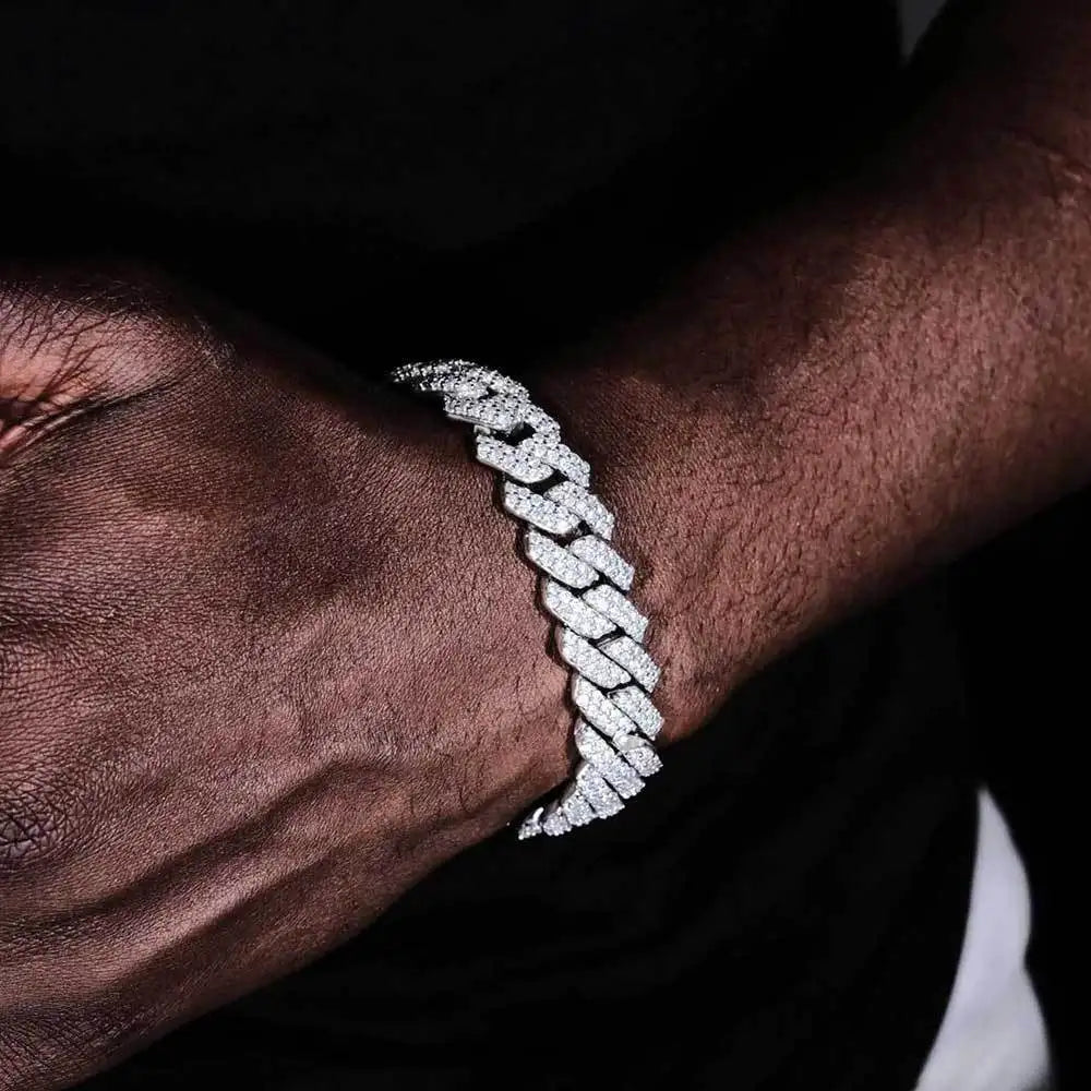 Wholesale Hip Hop 10mm 12mm 14mm 15mm 20mm Zircon 18k Gold Plated Bracelet Men Cuban Link Bracelet Homme Iced Out Bracelets