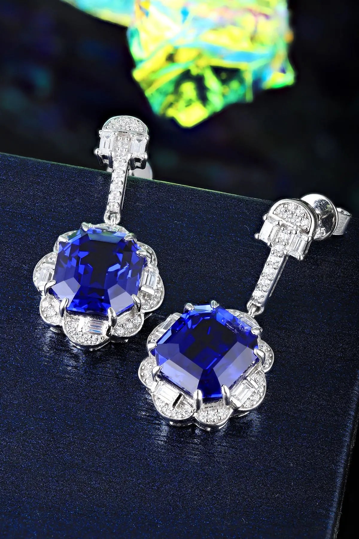 Gemfiori Anster High Quality S925 Lab Grown Sapphire Earring Stud Dainty Gemstone Stud Earrings for Women Daily Wear Gift
