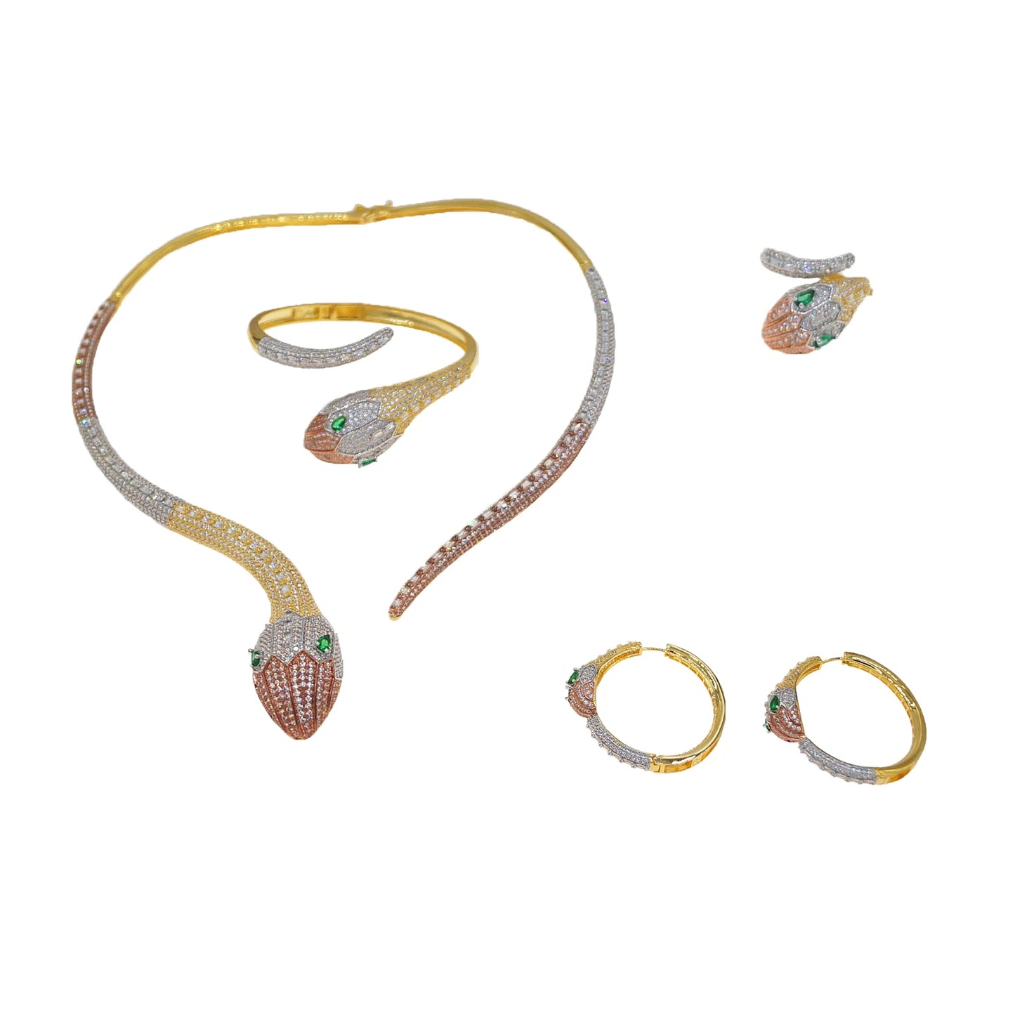 Zhuerrui New Exclusive Design of Four Pieces of Jewelry Set Bright Vivid Spirit Snake Shape Dubai Noble Wedding JewelryHZ2302157