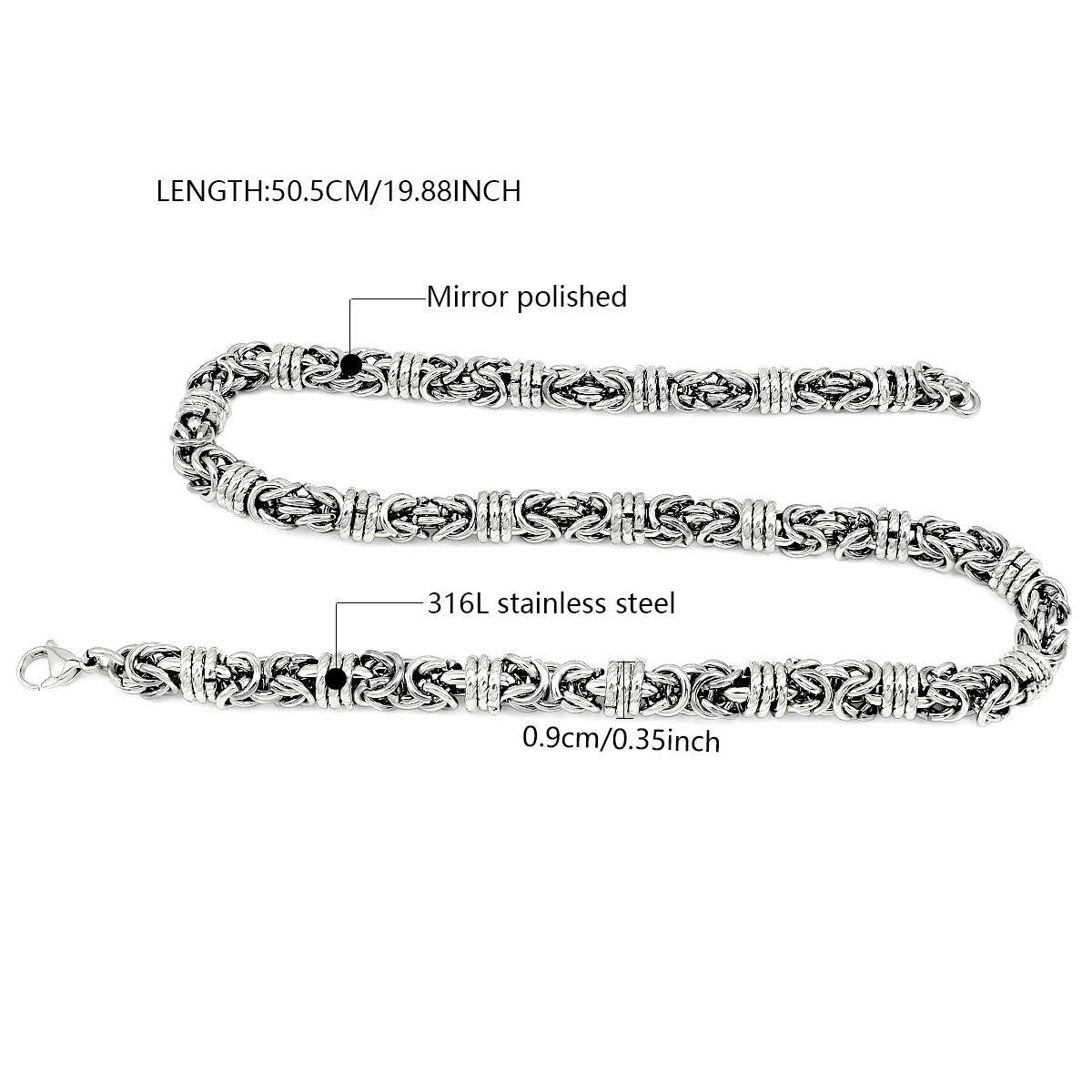 Fashion Jewelry Men's Stainless Steel Chain Necklace Bracelet Jewelry Set Bead Twisted Chain Jewelry Set
