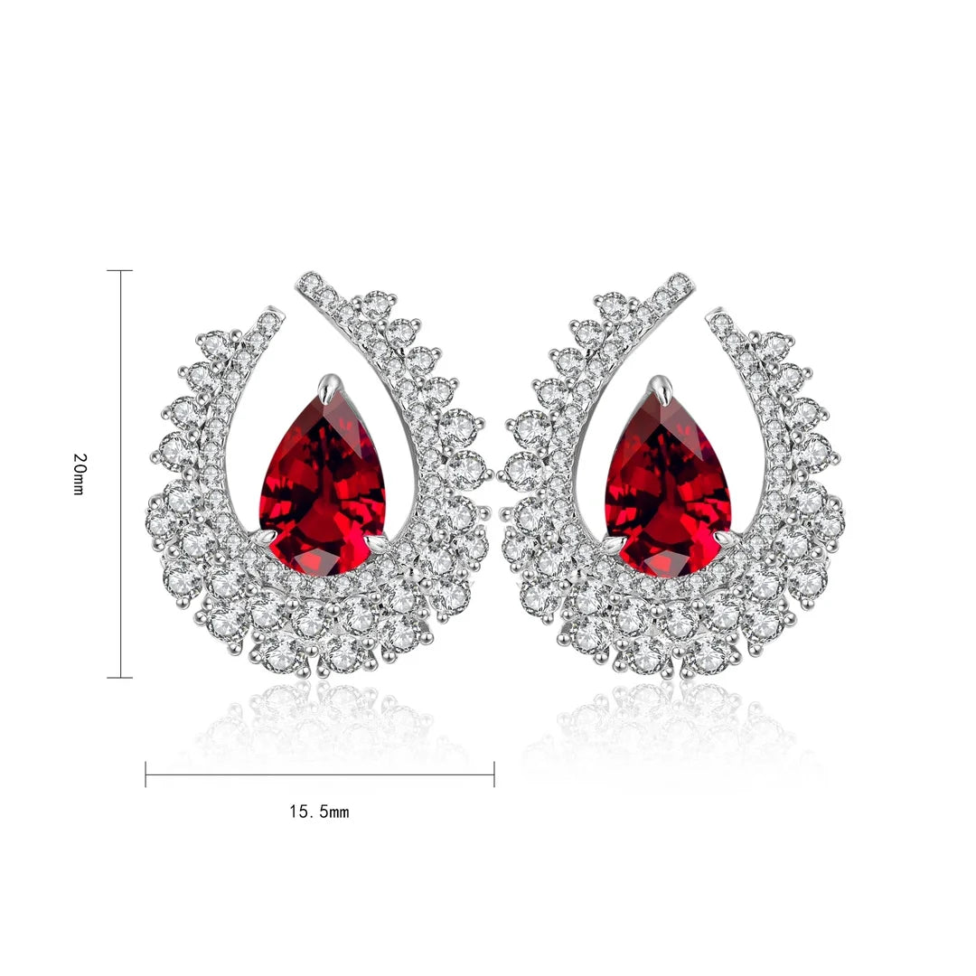 Gemfiori Anster High Quality S925 Lab Grown Ruby Earring Stud Dainty Gemstone Stud Earrings for Women Daily Wear Gift