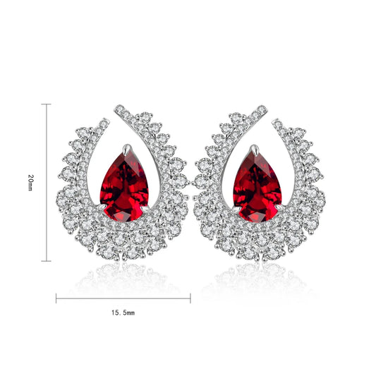 Gemfiori Anster High Quality S925 Lab Grown Ruby Earring Stud Dainty Gemstone Stud Earrings for Women Daily Wear Gift