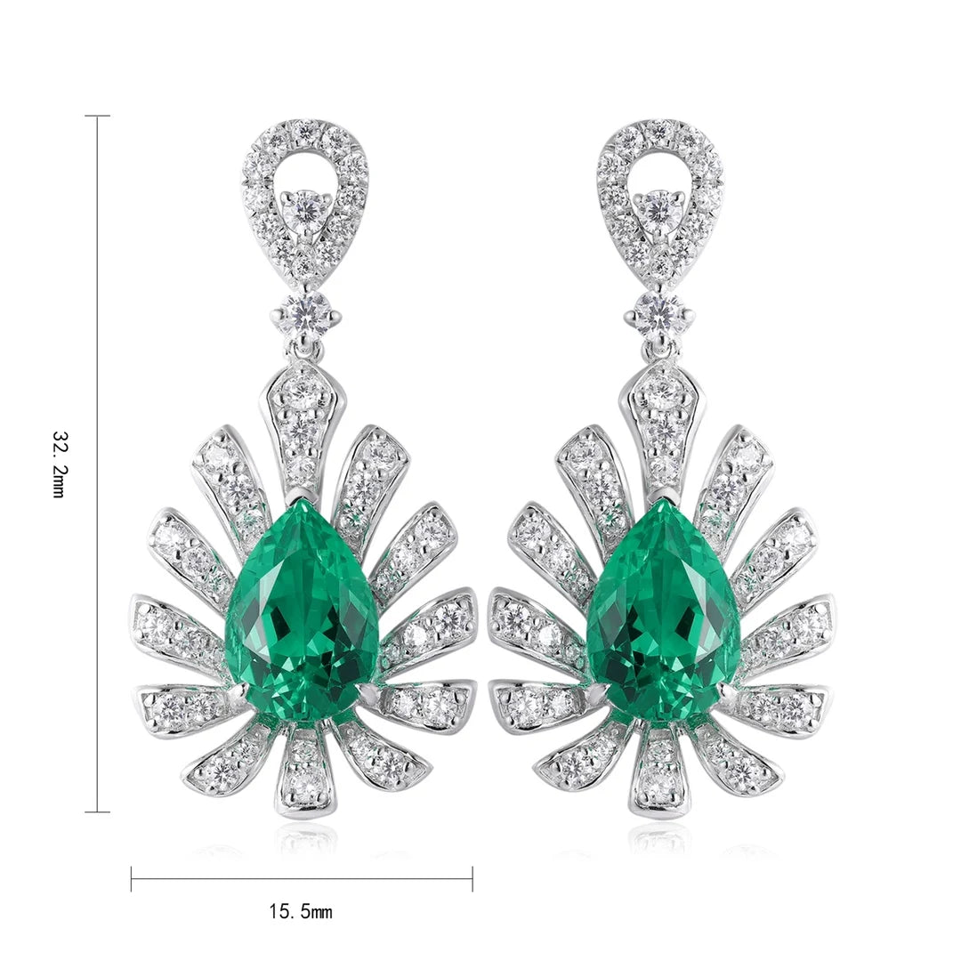 Gemfiori New in Vintage 925 Silver Earrings Lab Grown Paraiba Yag Drop Earrings for Women Fine Jewelry Wedding Gift for Her