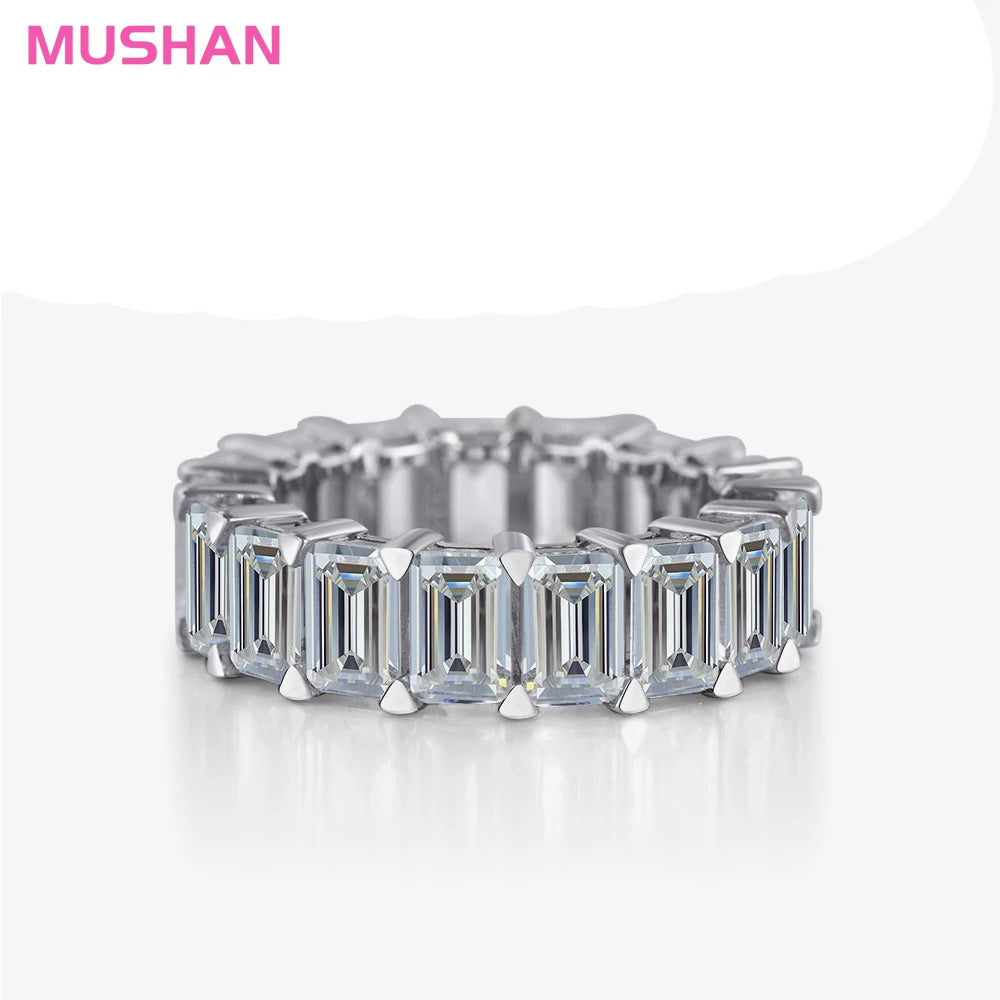 MUSHAN Jewelry Factory 925 Silver Engagement Ring CZ Paving Rectangular Shape 5A Zircon Rings Wedding Bands Jewellery for Women