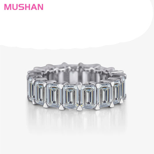 MUSHAN Jewelry Factory 925 Silver Engagement Ring CZ Paving Rectangular Shape 5A Zircon Rings Wedding Bands Jewellery for Women