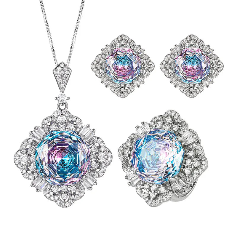 Gemfiori 2025 New Hot Selling Jewelry Copper Bottom Gold Plated Gradient Color Temperament Set