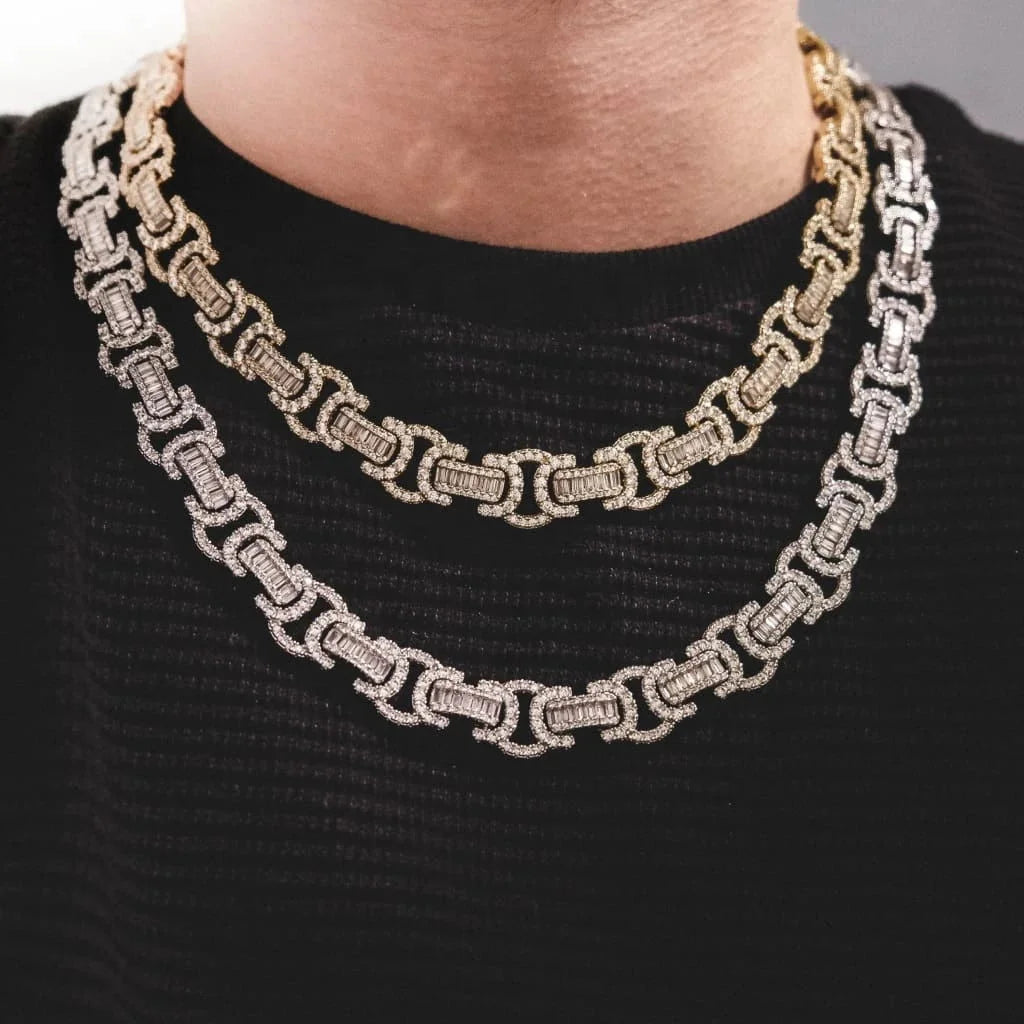 S&S Iced Out Bling 5A Cz 18k Gold Hip Hop Men Boy Jewelry 10mm Diamond Byzantine Chain Necklace
