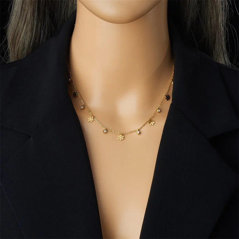 Gold Charm Necklace & Bracelet Jewellery Set | Crown, Flower, Lightning, Butterfly & Round