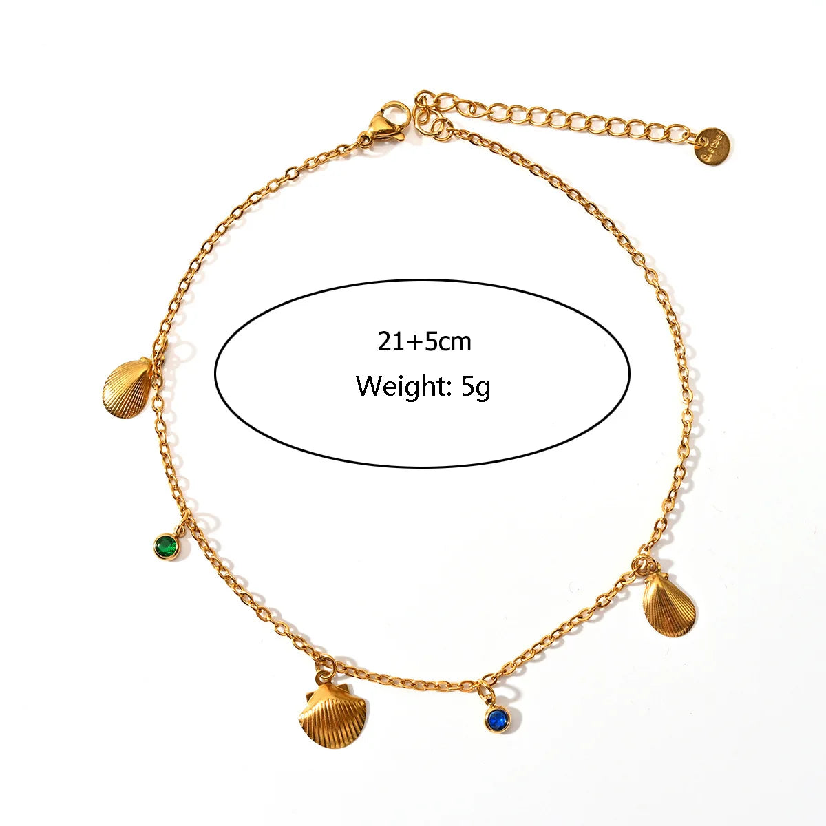 Fashion Beach Style Stainless Steel Ankle Chain Colorful Stones Anklets for Women