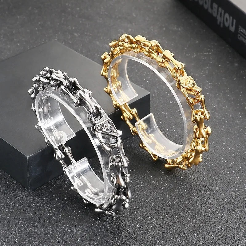 REBEL Gothic Skull & Bone Stainless Steel Bracelet