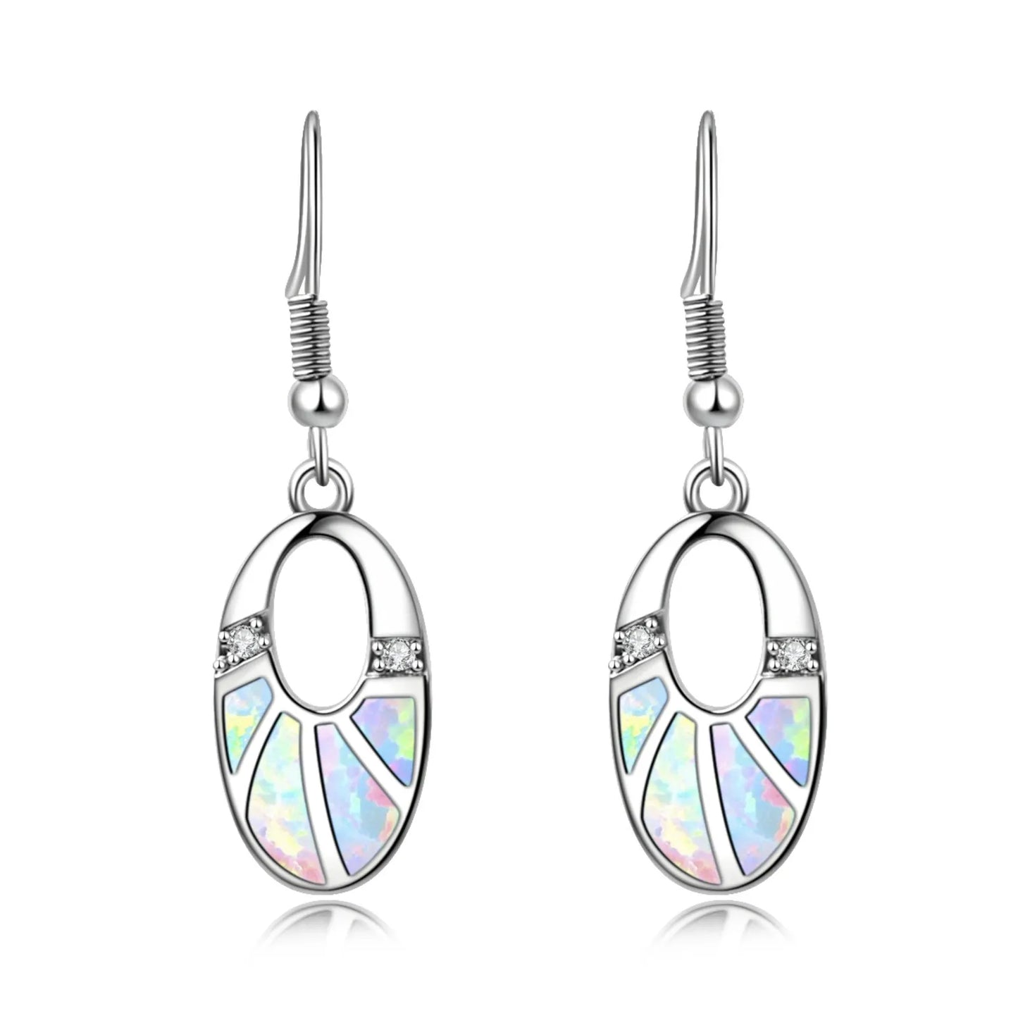 Aobao Vintage Stud Oval Opal Earrings Women's Anniversary Jewelry Wholesale by