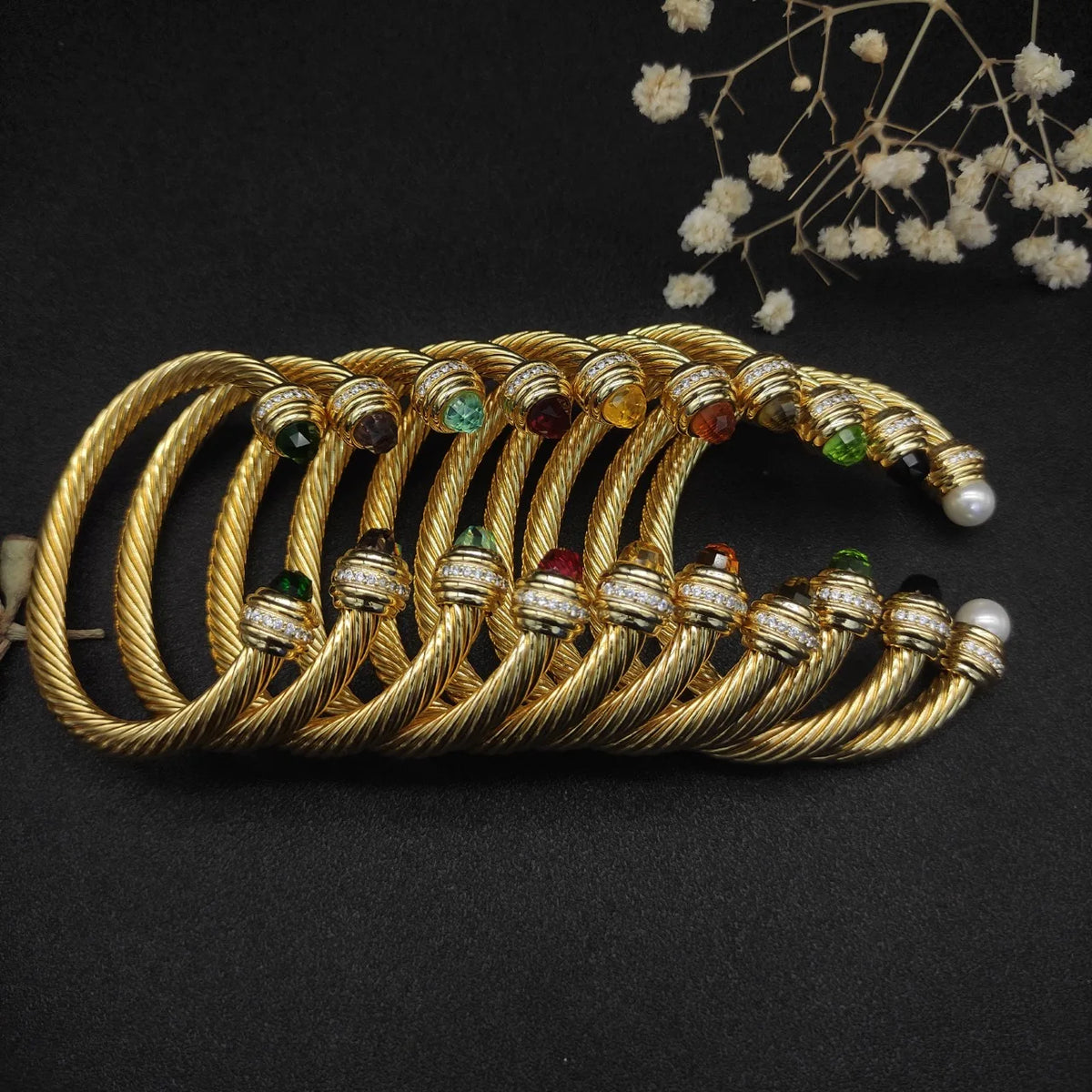FASHIONISTA DY High-Quality 7mm Gold-Plated Diamond-Set Fashion Bracelet, Unisex Silver-Plated Diamond-Set Bracelet, Jewelry