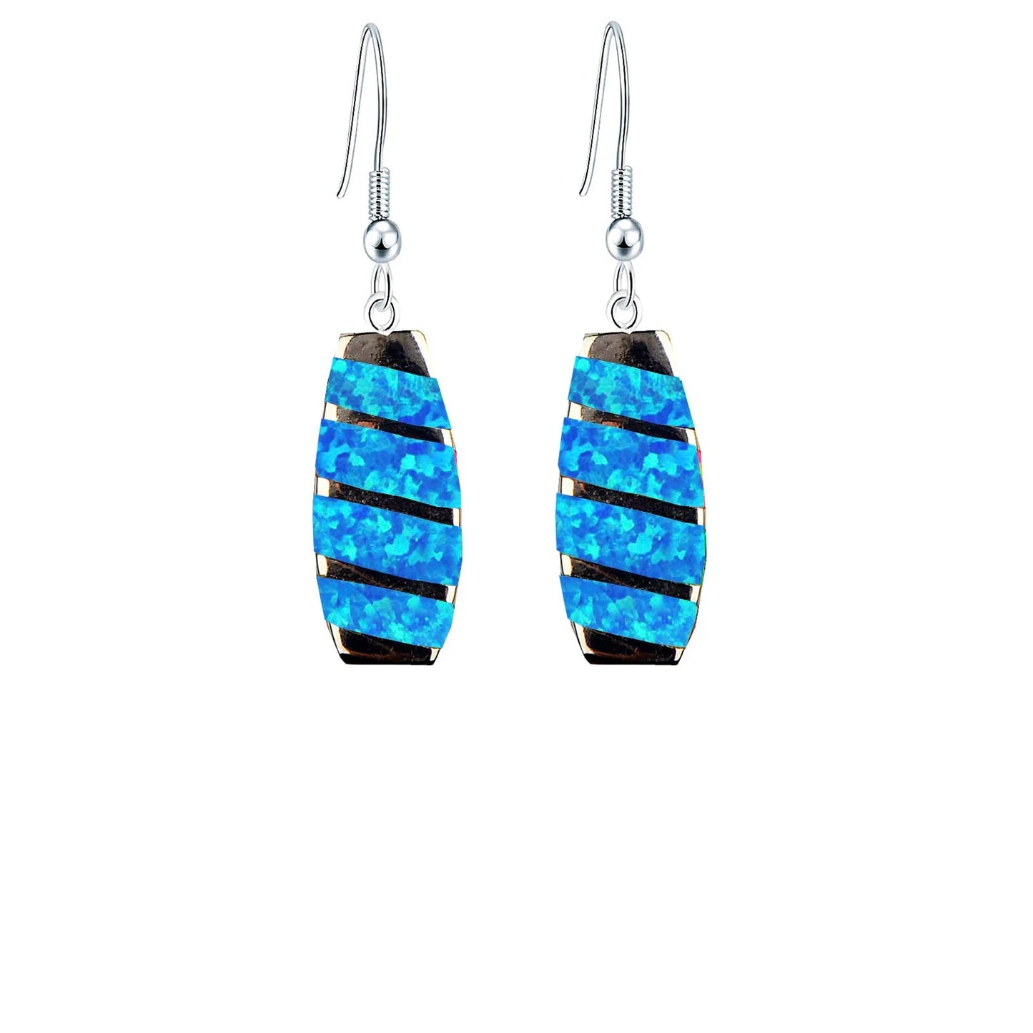 TikTok Ins European and American Style Opal Color Women's Gold-Plated Rectangular Simple Opal Drop Earrings Wholesale