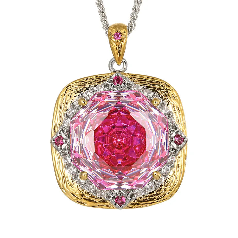 REDheart Copper Inlaid Zircon Plated Trendy 18K Gold Plated Dragon Fruit Color Women's Wedding Party Necklace
