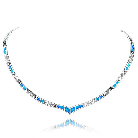 Aobao Christian Silver Plated Copper Alloy Minimalist Heart Opal Link Chain Necklace for Women Gift