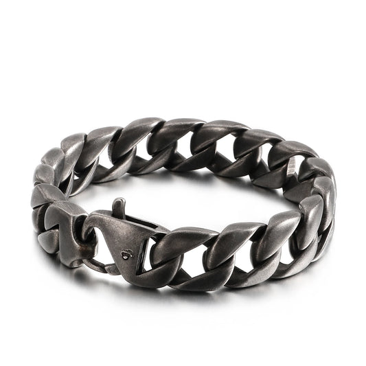 KALEN 22cm  316L Stainless Steel Brushed Cuban Link Chain Bracelets for Men