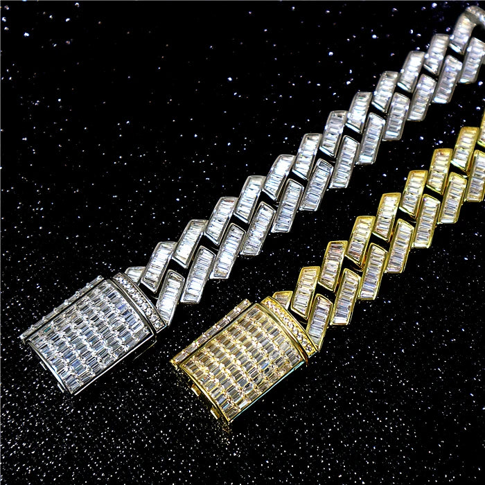 Fashion Jewelry Miami Cuban Iced Out Cuban Link Bangle Men's Women's Luxury Hiphop Wedding Gold Plated Brass