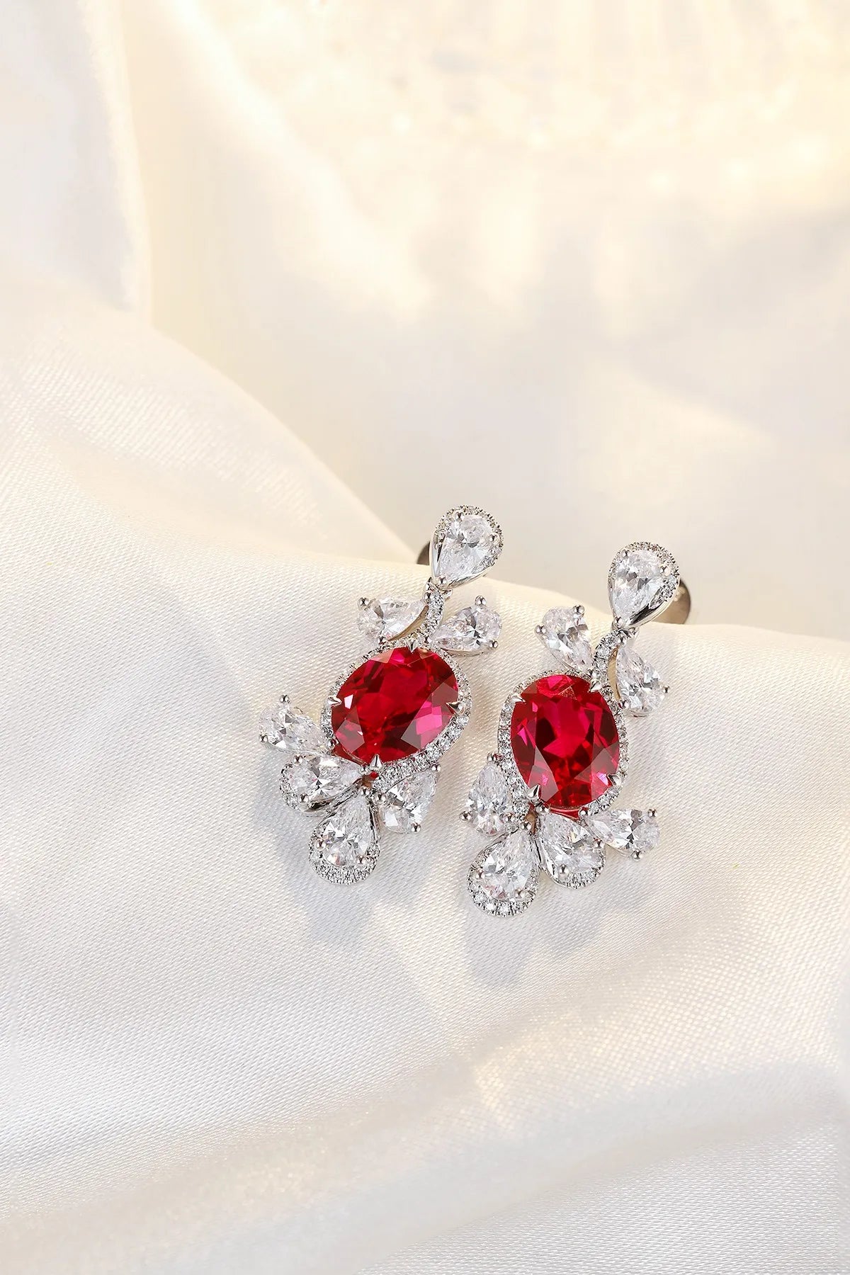 Gemfiori Anster High Quality S925 Lab Grown Ruby Earring Stud Dainty Gemstone Stud Earrings for Women Daily Wear Gift