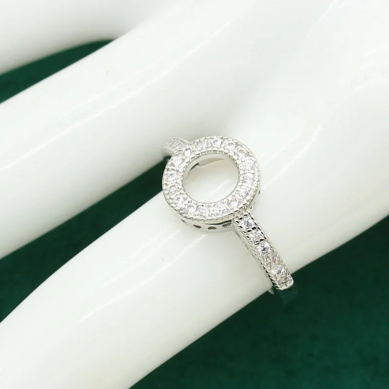 XOTICA Classic White Zirconia Silver Color Alloy Set for Women Wedding Bracelet Earrings Necklace Pendant Ring Christmas Engagement