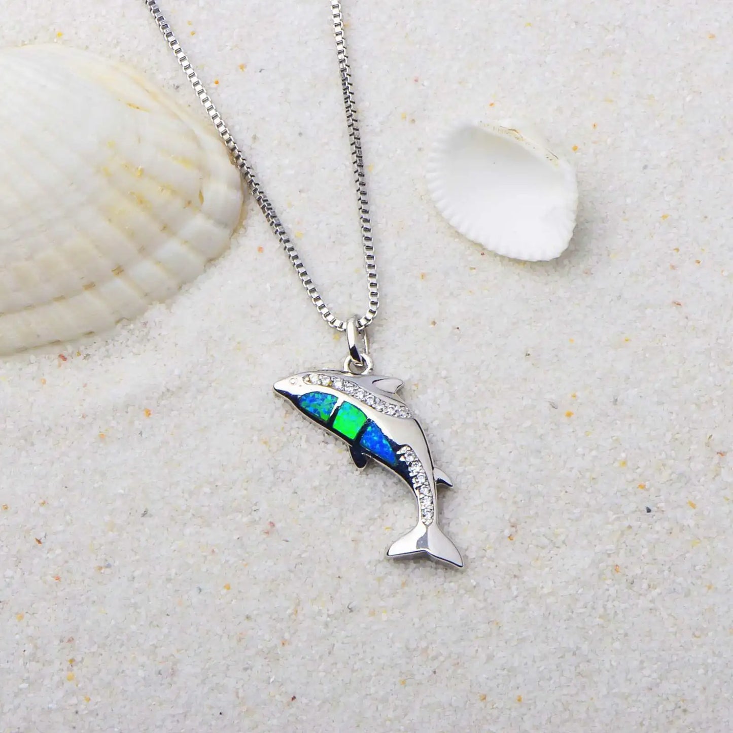Trendy Dolphin Shape Necklace Aobao Accent Inlaid Pendant Fashion Jewelry